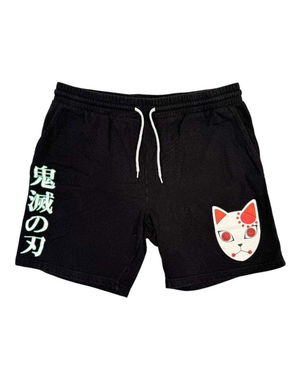 Demon Slayer Kimetsu No Yaiba Shorts Mens L Black Fleece Lounge Sweat Athletic